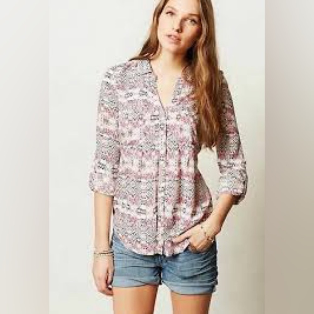 Anthropologie Maeve Islet Buttoned Down Blouse Sz L